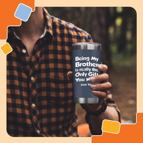 NewEleven 20 oz navy tumbler in use outdoors, perfect for picnics and hikes.