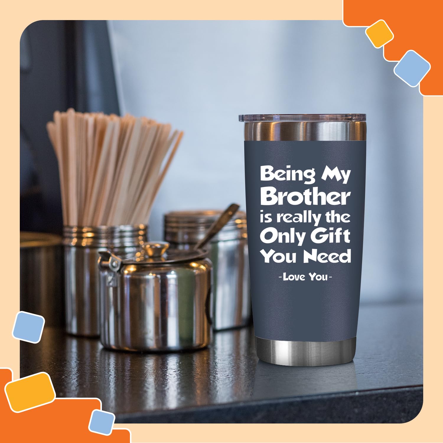 NewEleven 20 oz navy tumbler lid on, leak-resistant and travel-friendly.
