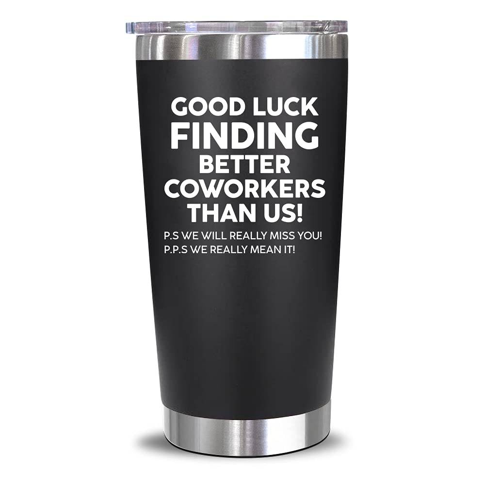 NewEleven coworker leaving gift tumbler closeup ideal farewell keepsake