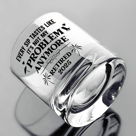NewEleven modern design glass with humorous quote elevates retirement celebrations.
