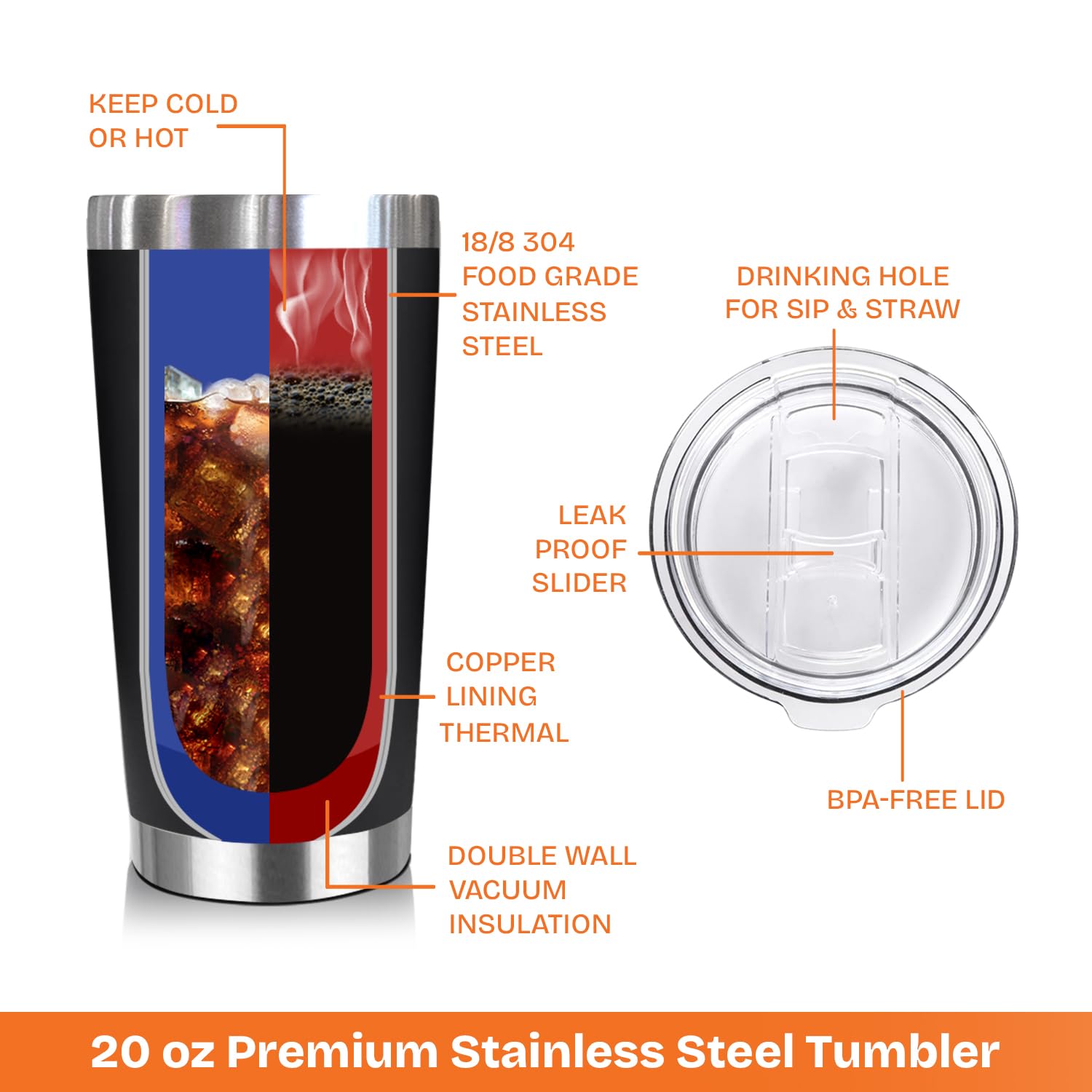NewEleven 18/8 stainless steel tumbler durable for daily use
