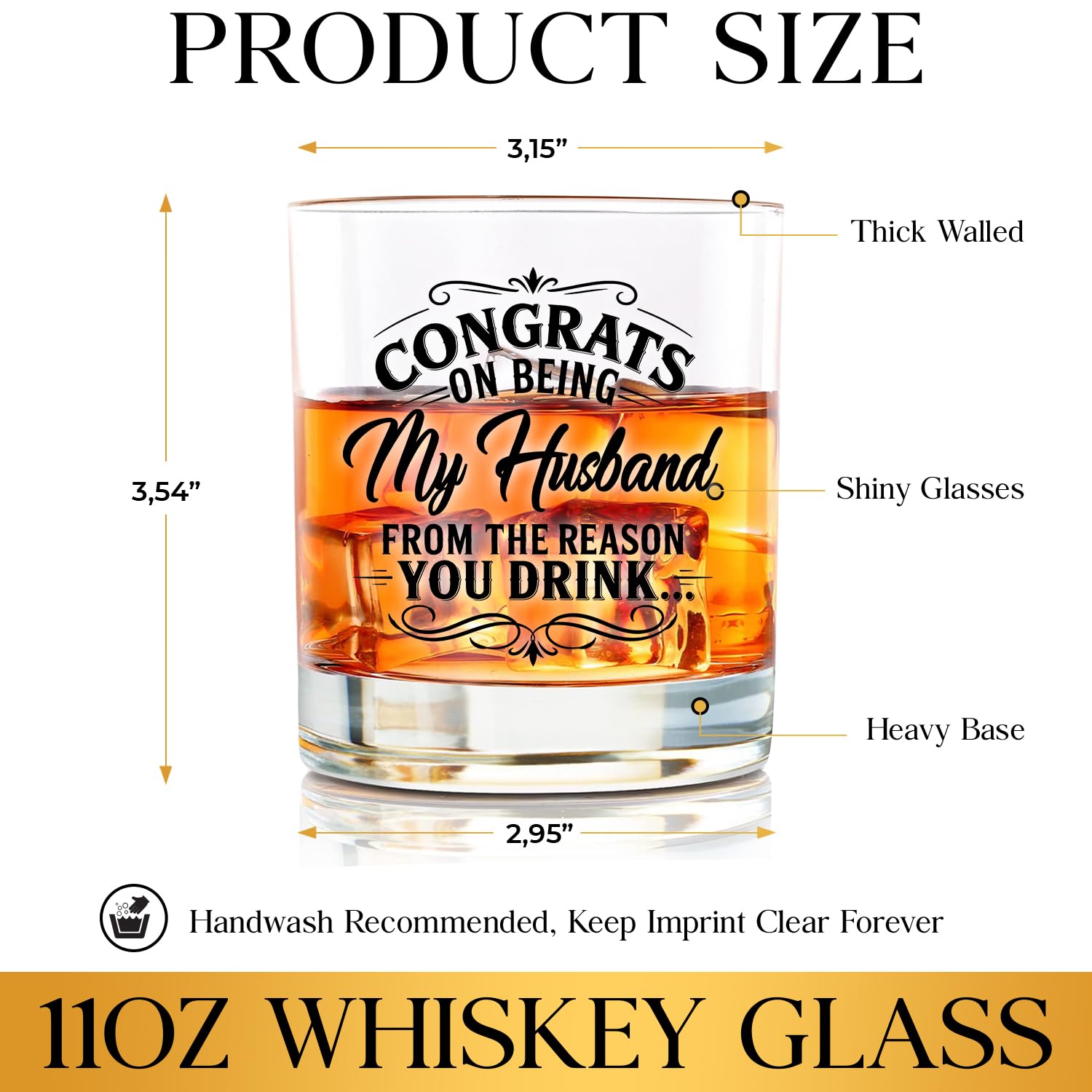 NewEleven whiskey glass close-up showing crisp print and clear glass