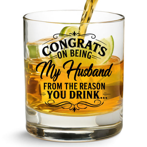 NewEleven whiskey glass with witty quote for a memorable toast