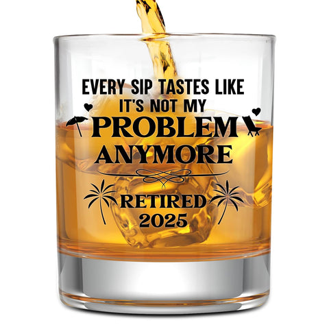 NewEleven whiskey glass with retirement quote for a memorable farewell toast.