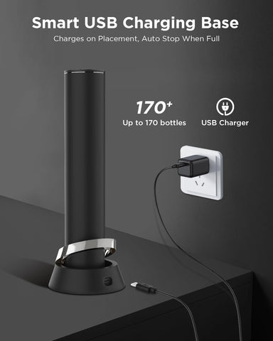 Newise charging base keeps the opener ready for the next pour