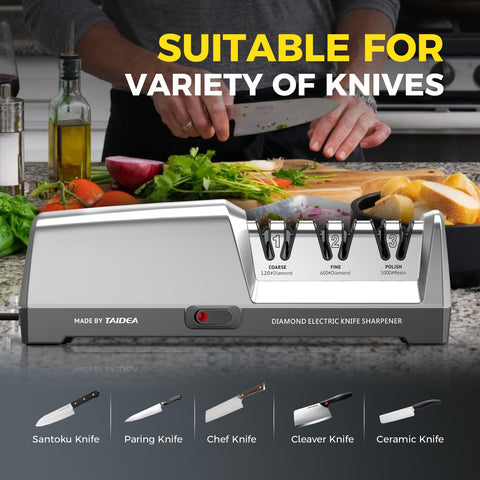 Newise 15-degree angle guide ensures precise, consistent sharpening across blades.