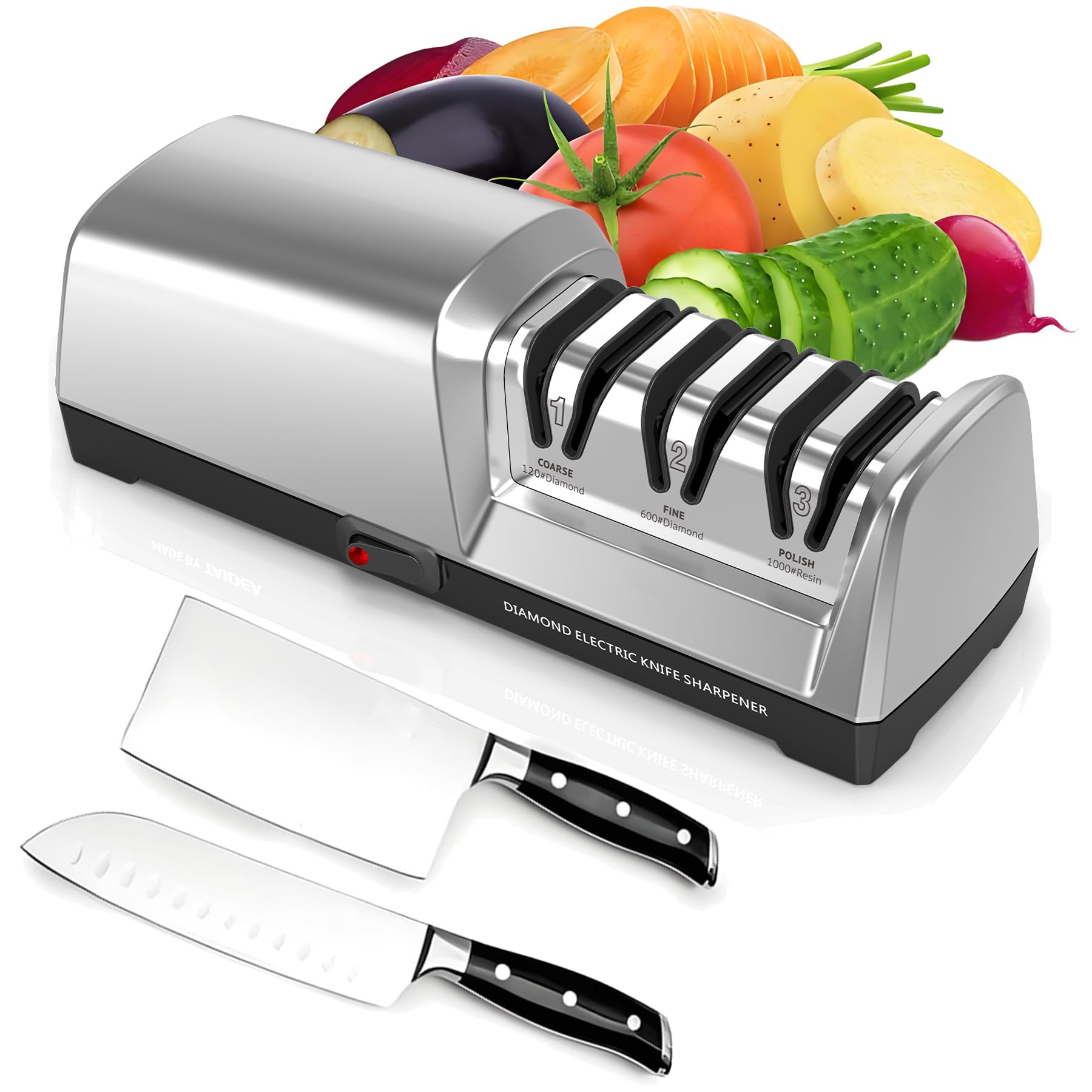 Newise electric knife sharpener coarse stage for fast edge creation on everyday knives.