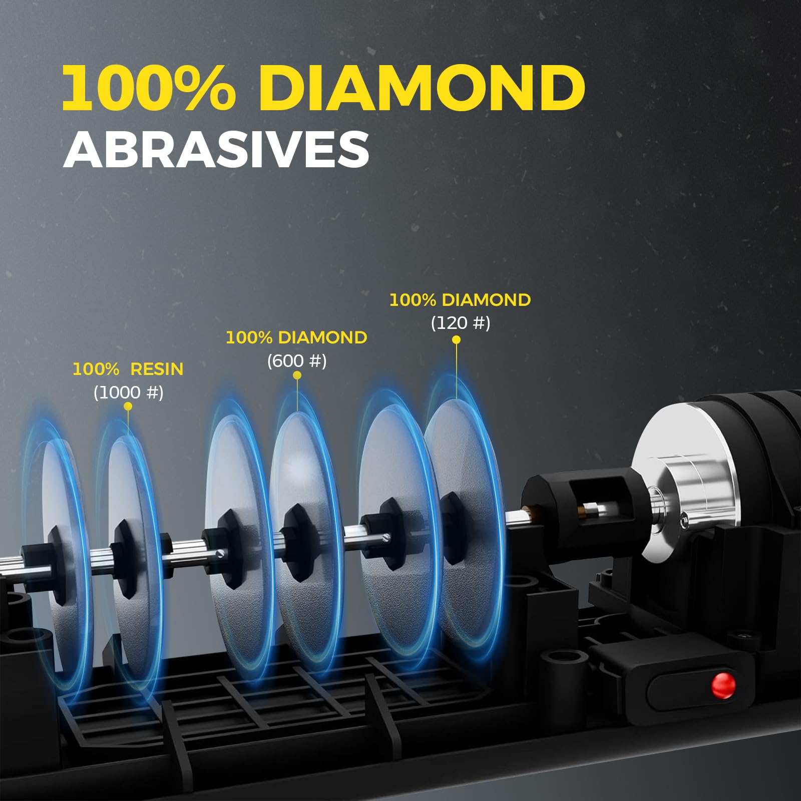 Newise electric knife sharpener fine stage refines blade edge for smoother cuts.