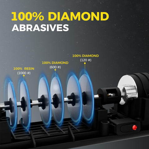 Newise electric knife sharpener fine stage refines blade edge for smoother cuts.