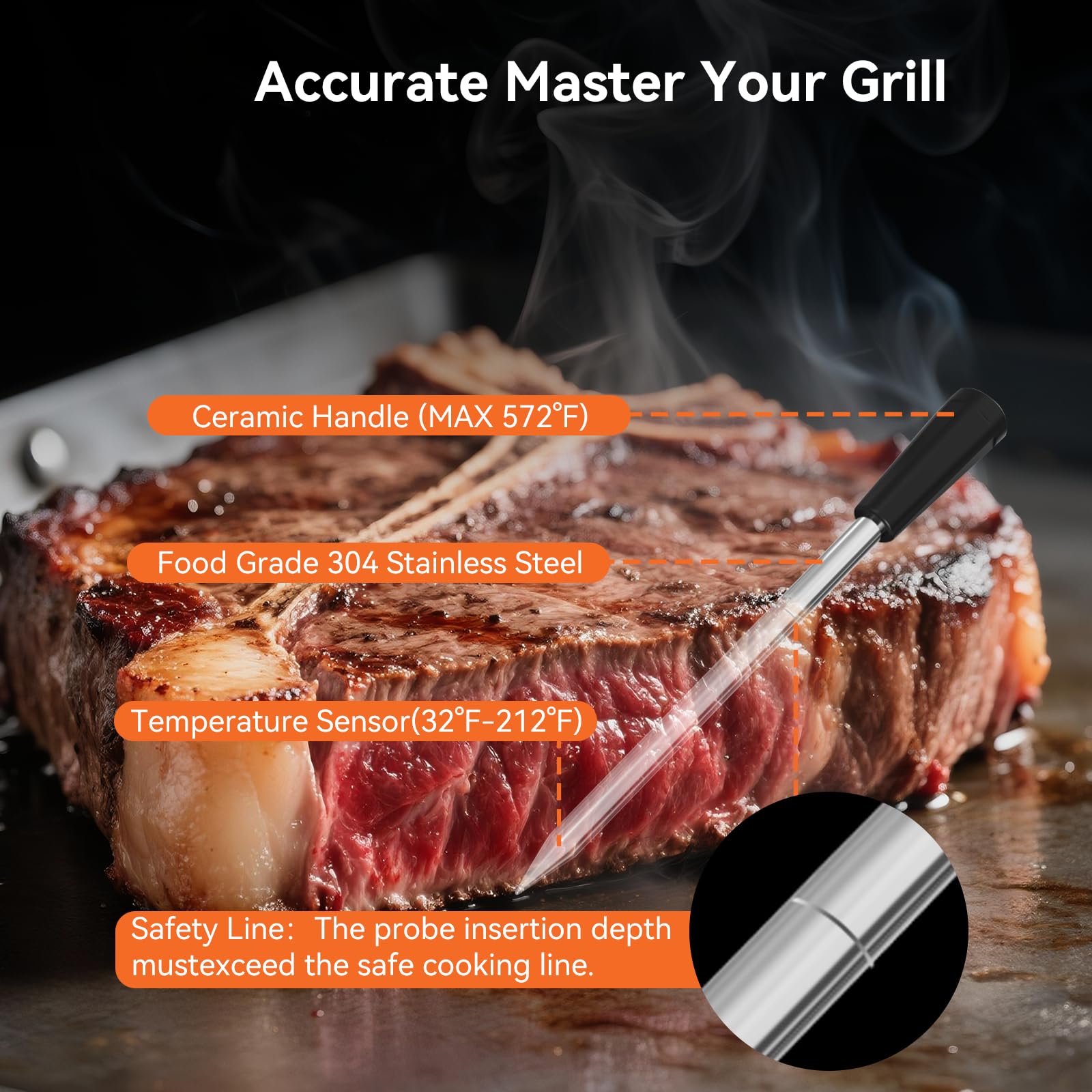 Newise IP67 waterproof probe withstands rain while grilling.