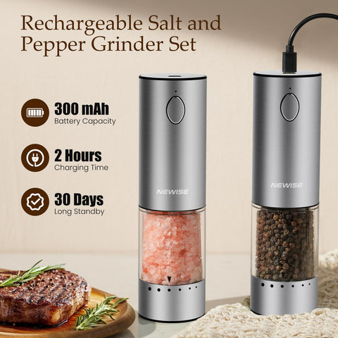 Newise 95ml capacity grinder reduces refills during family cooking.