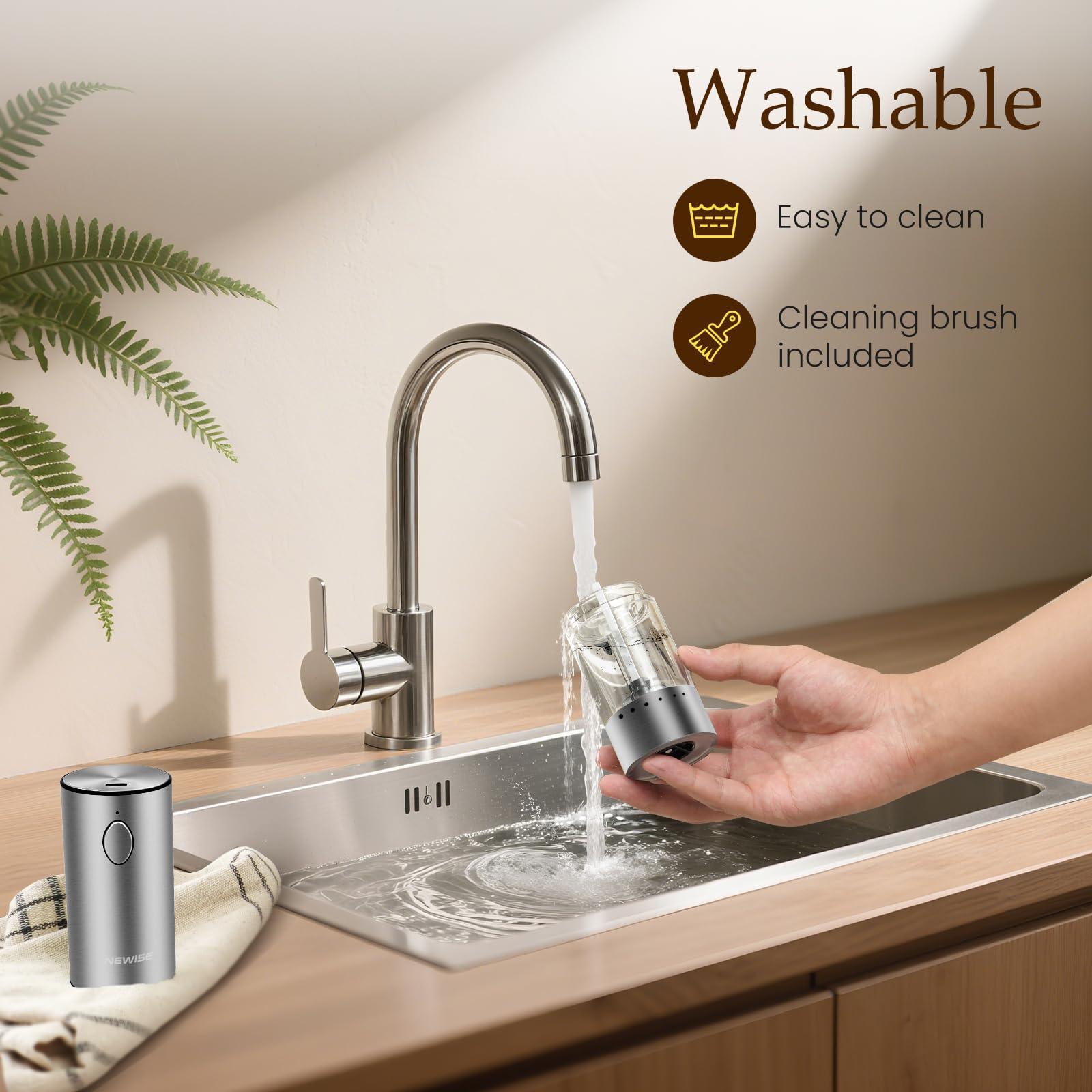 Newise LED light enables accurate grinding in low light.