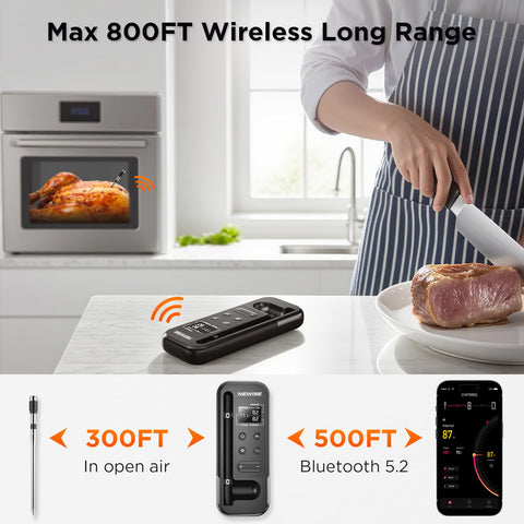 Newise rechargeable probe charging for quick power before long grilling sessions