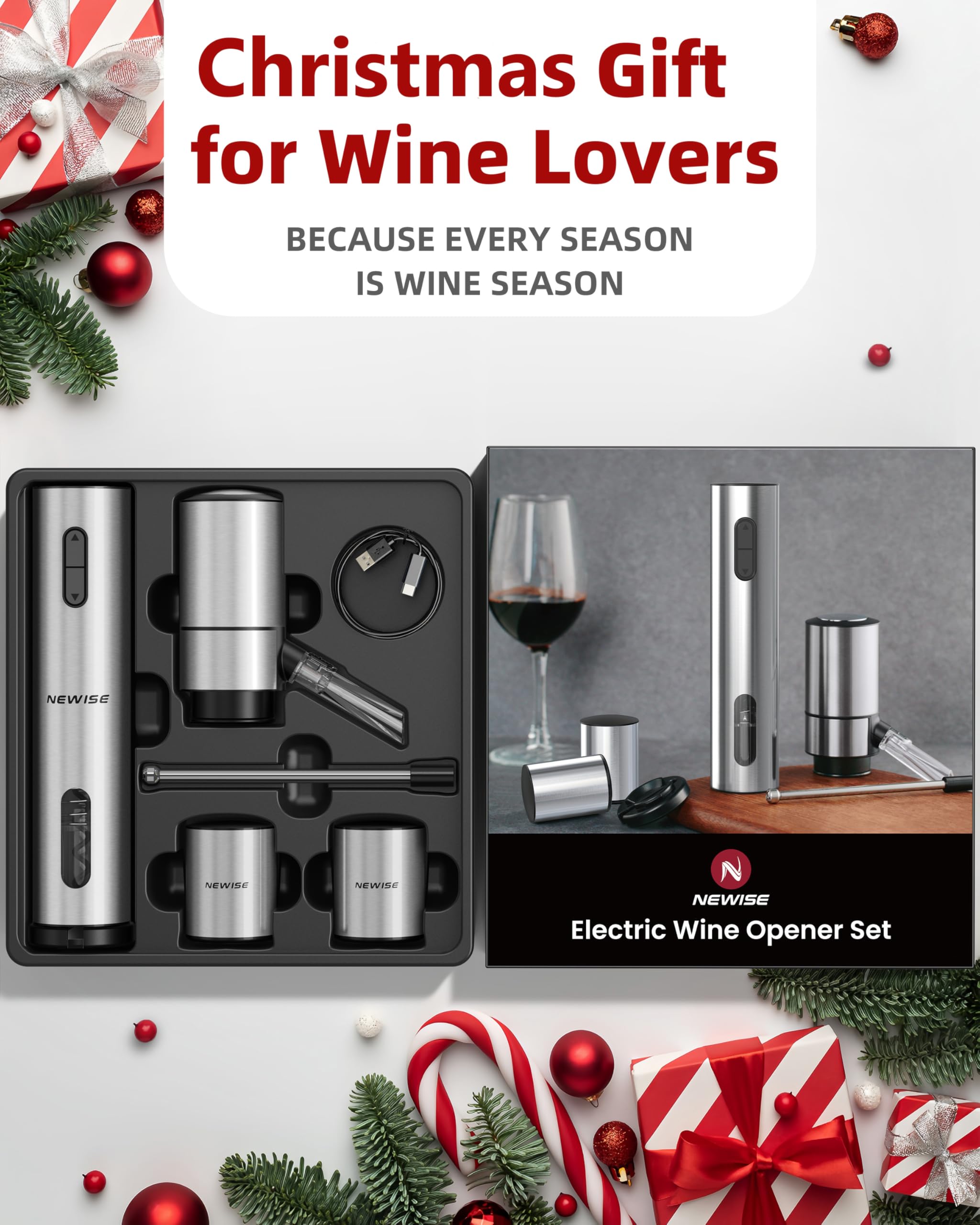 Newise Rechargeable Wine Set aerator infusing aroma for richer notes