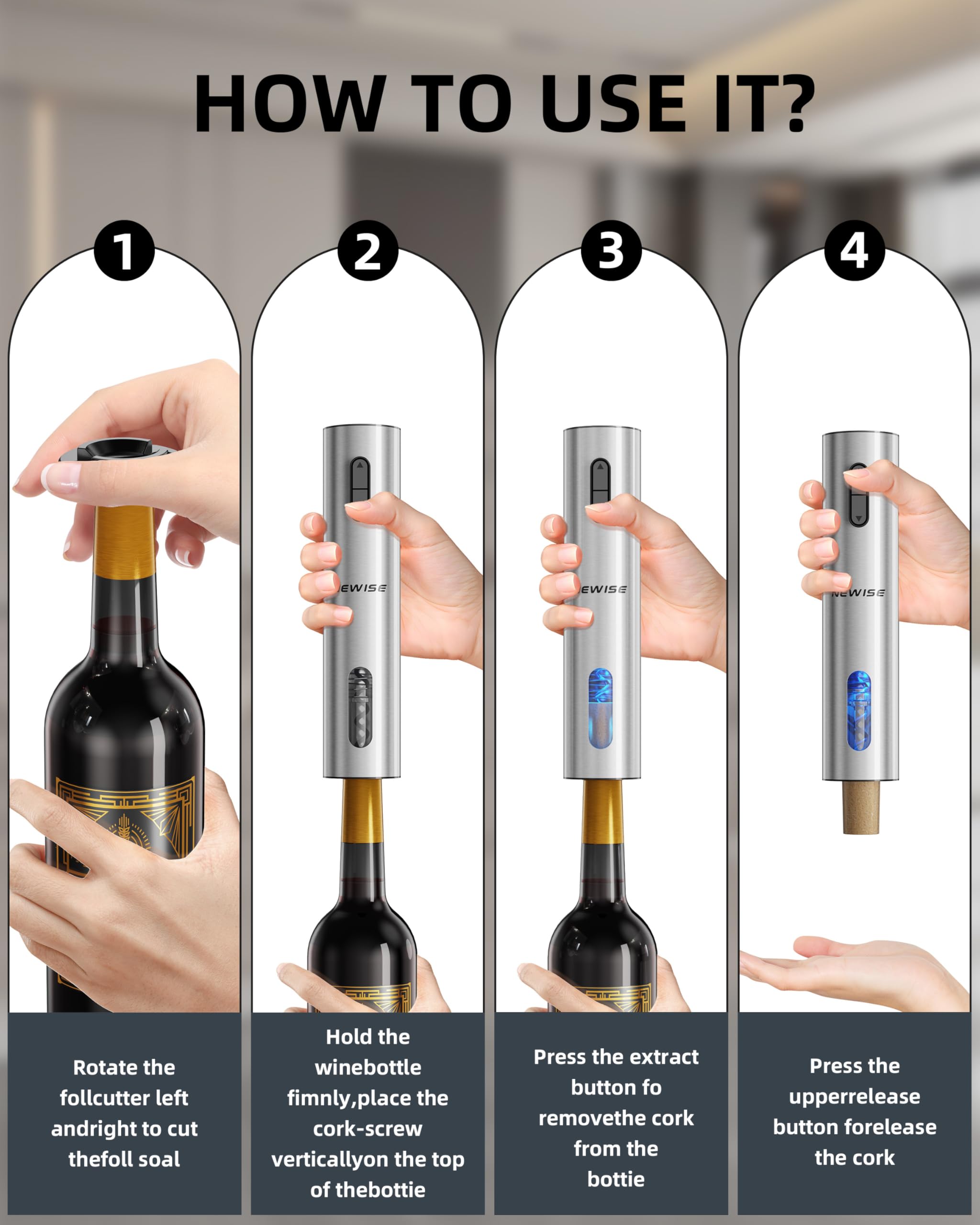 Newise Rechargeable Wine Set vacuum stoppers preserving wine freshness