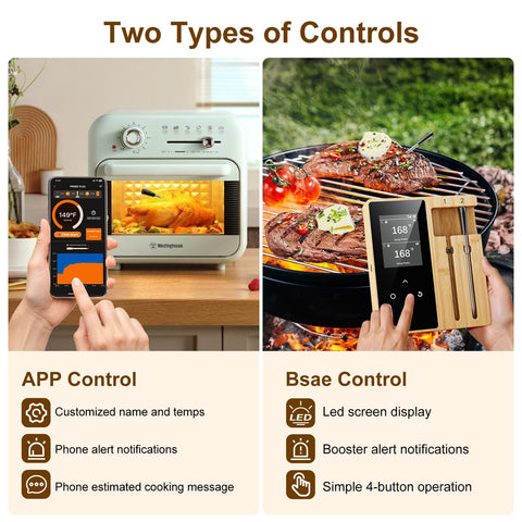 Newise smart app alerts and timers support precise cooking control.