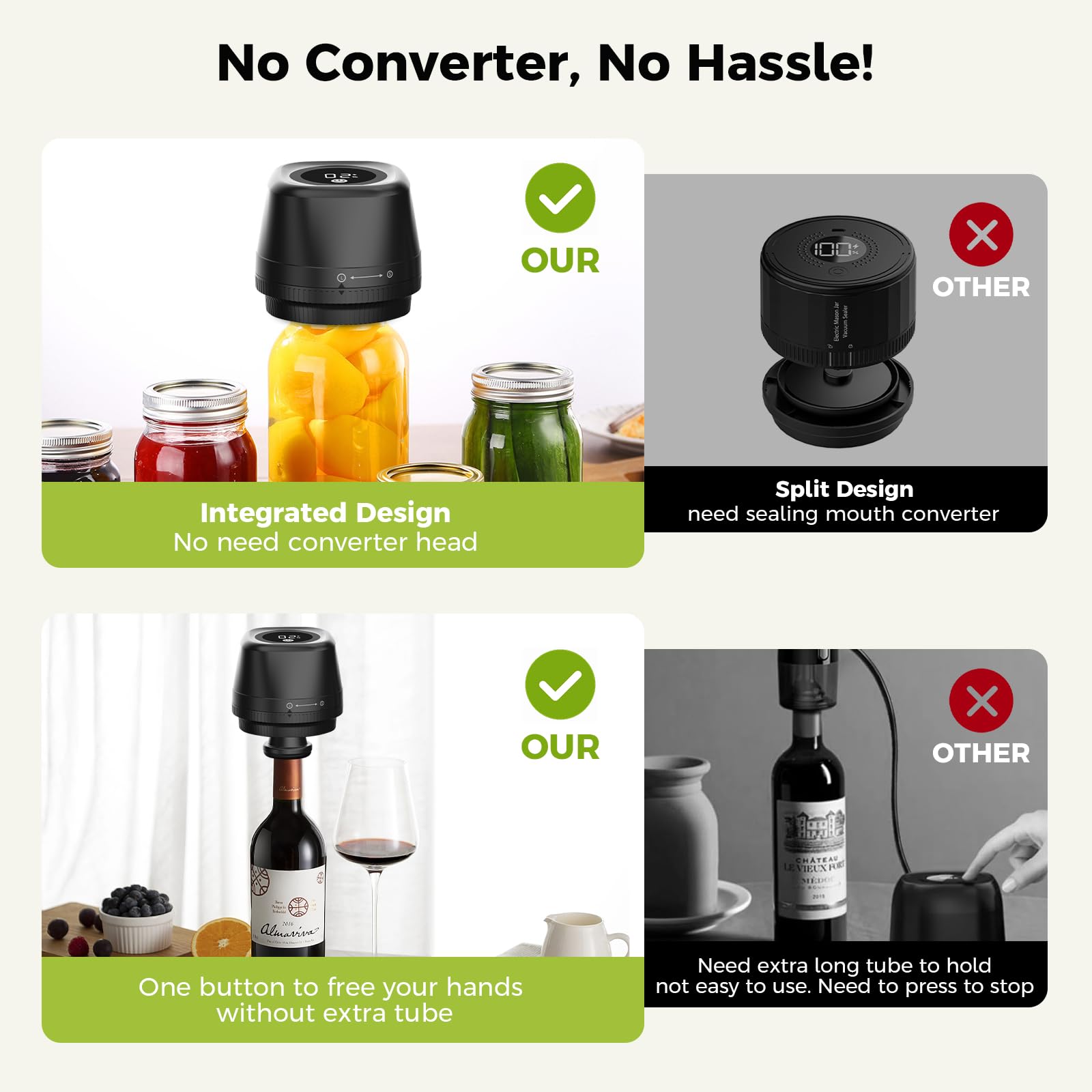 Newise vacuum bag and wine stopper included to extend freshness