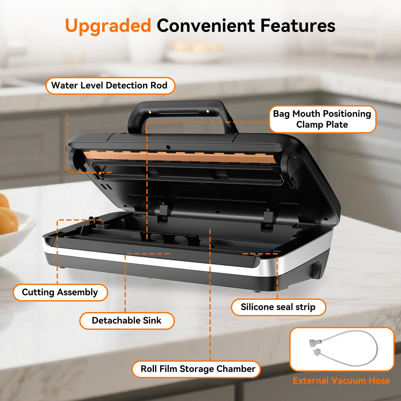 Newise vacuum sealer external hose port for containers