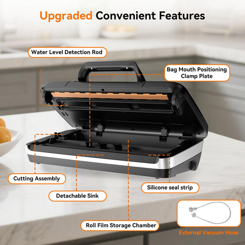 Newise vacuum sealer external hose port for containers