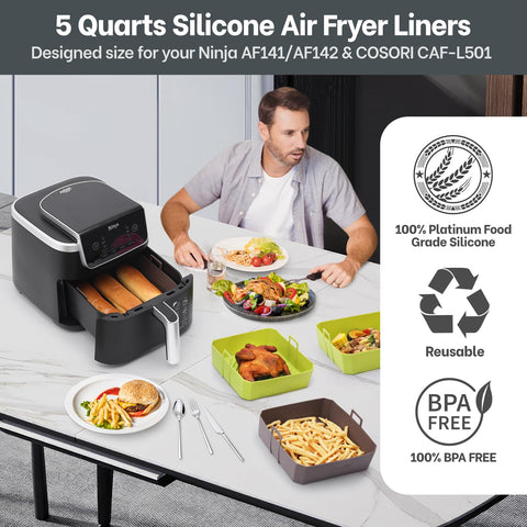 NEWITEE liner side view with Cosori CAF-L501 demonstrates easy placement and cleanup.