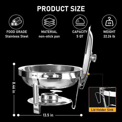 NEWKITCHEN chafing dish stainless steel finish endures frequent use.
