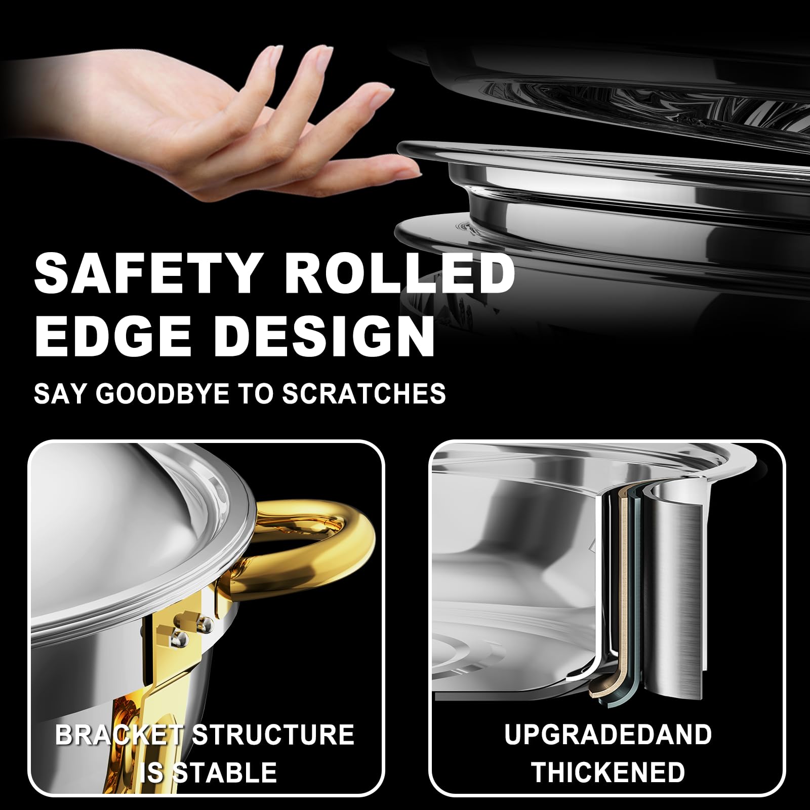 NEWKITCHEN chafing dish water basin and ice compartment preserve temperature for services.