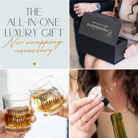 Newlywoo glass with silver-foil print detailing for premium presentation.