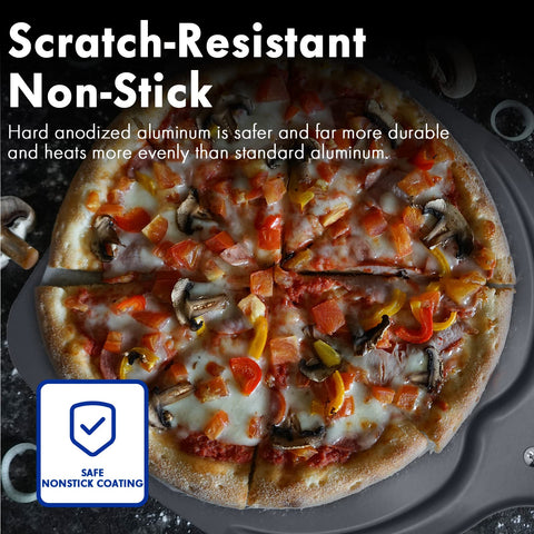 Newmeto perforated design helps crisp crust and reduces flour cling.