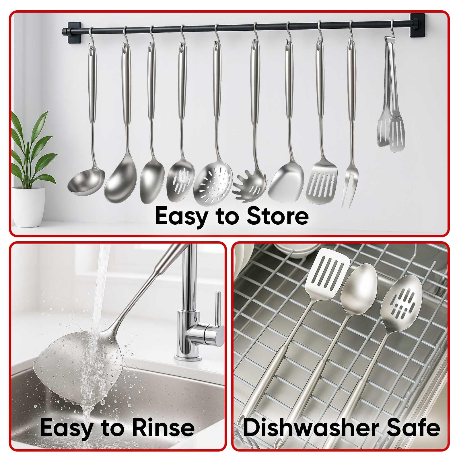 Newness slotted spoon for draining liquids while serving