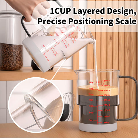 Newness 2-Cup Glass Measuring Cup is microwave-safe for quick reheating tasks.