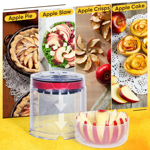 Newness Apple Slicer slices ready for apple snacks and desserts.