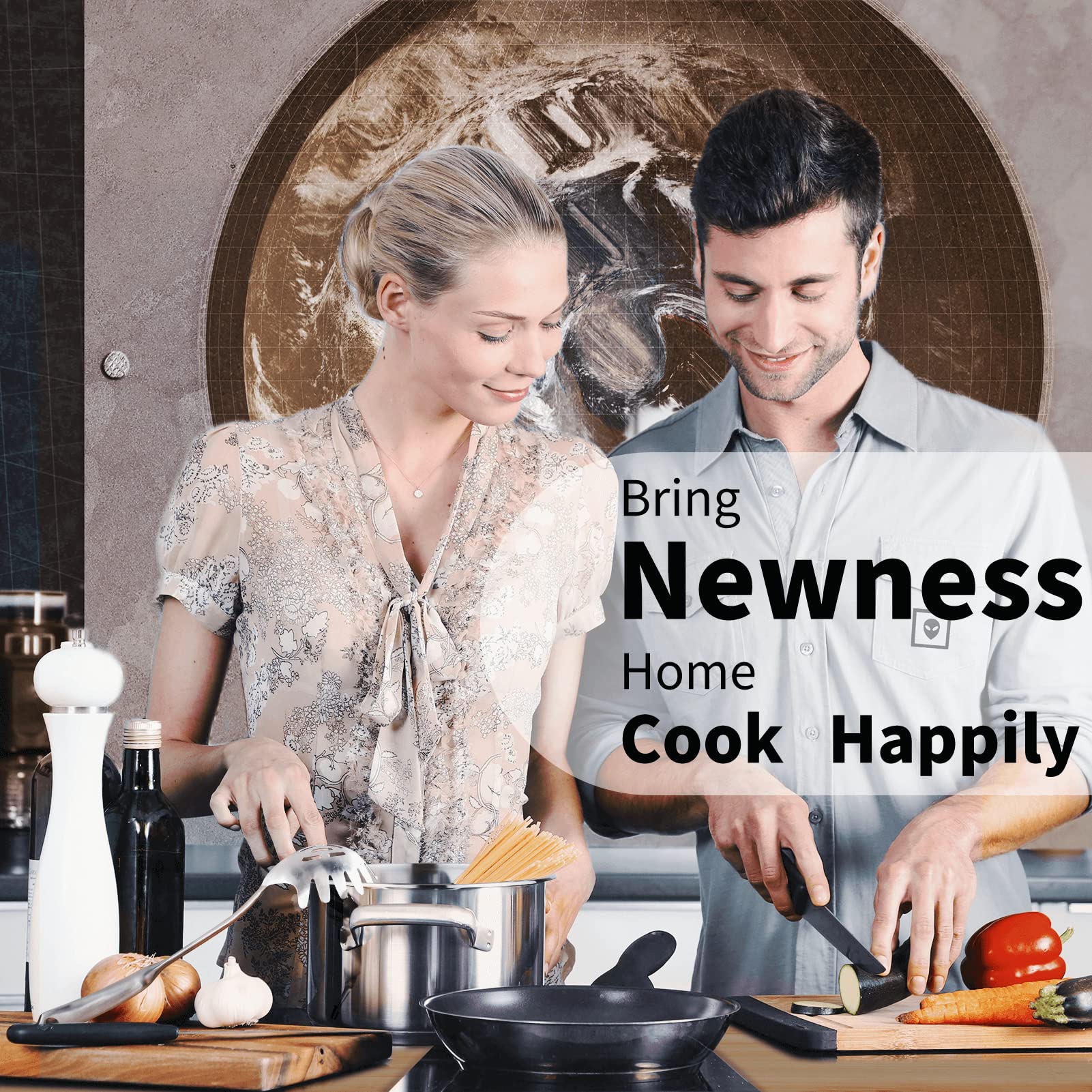 Newness triangle-handle offers secure grip during serving.