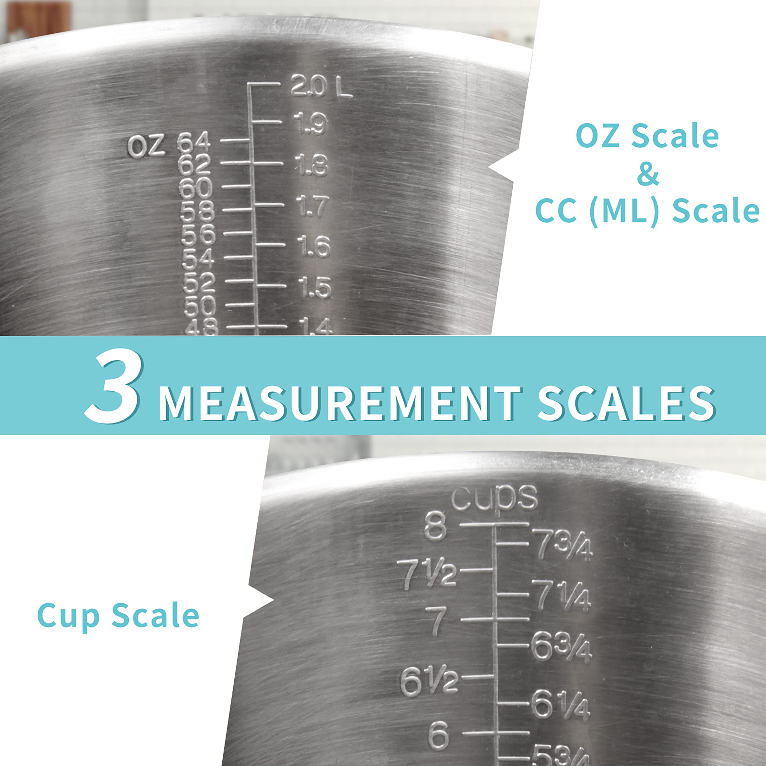 Newness measuring cup wide-mouth design for easy cleaning.