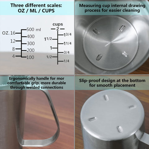 Newness measuring cup wide mouth design for easy cleaning and quick filling.