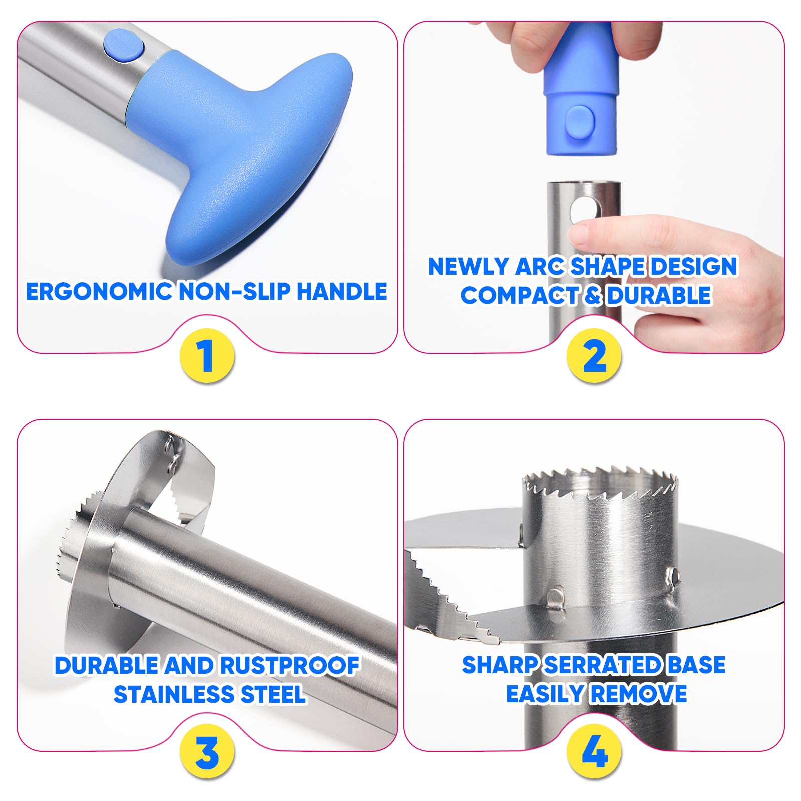 Newness Pineapple Core Tool shown with ergonomic handle for effortless twisting.