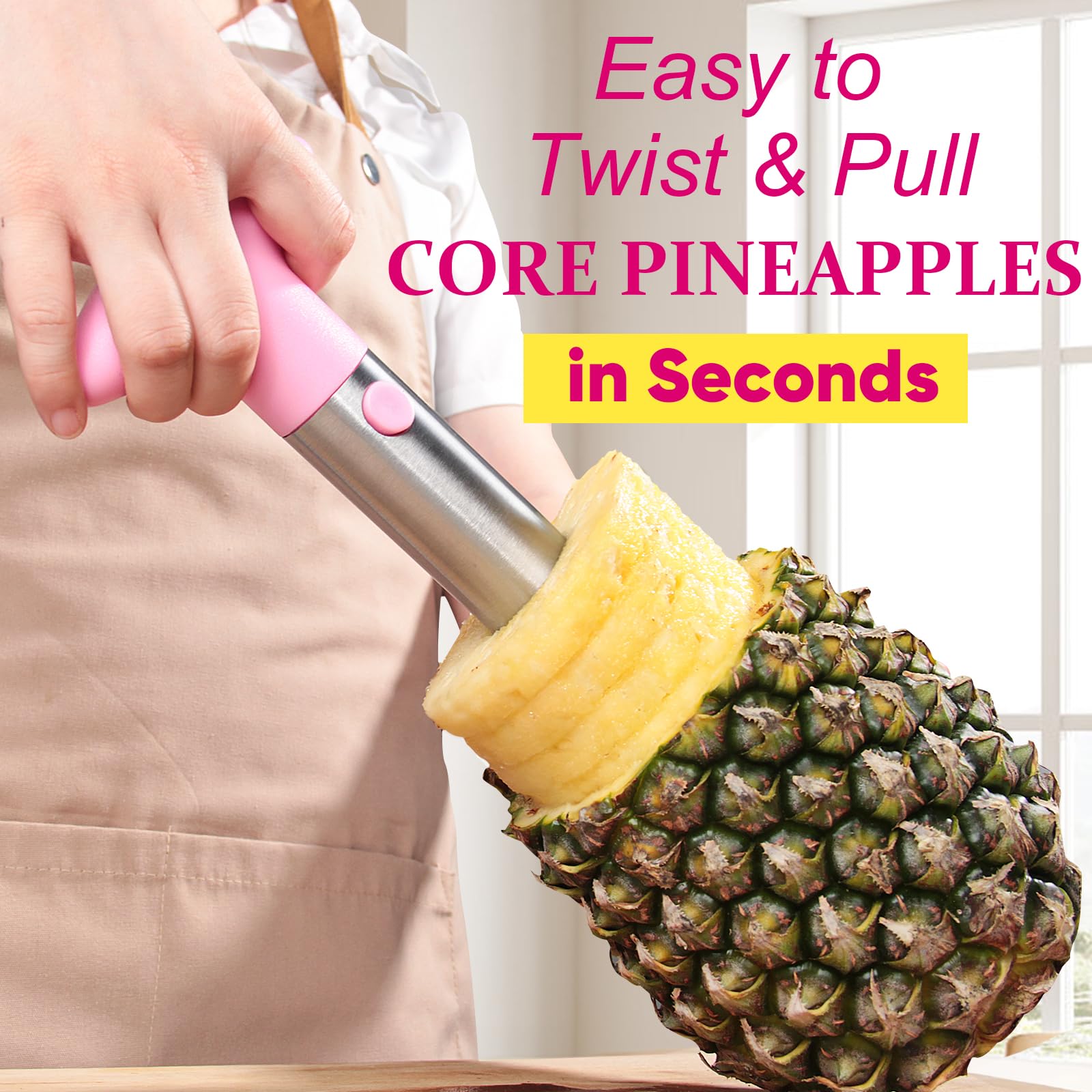 Newness pineapple corer dices fruit into ready-to-use chunks.