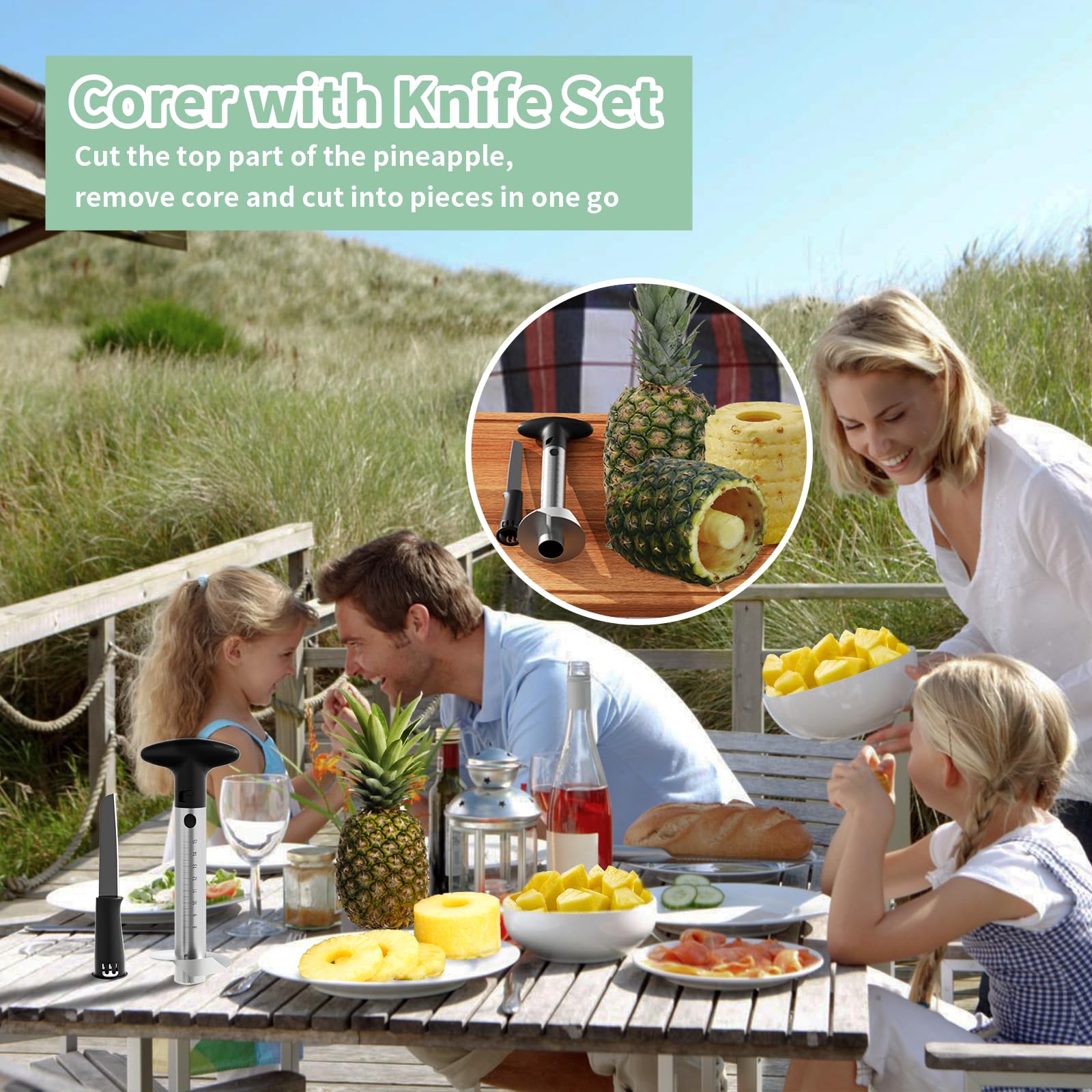 Newness Pineapple Corer electric and manual modes shown together