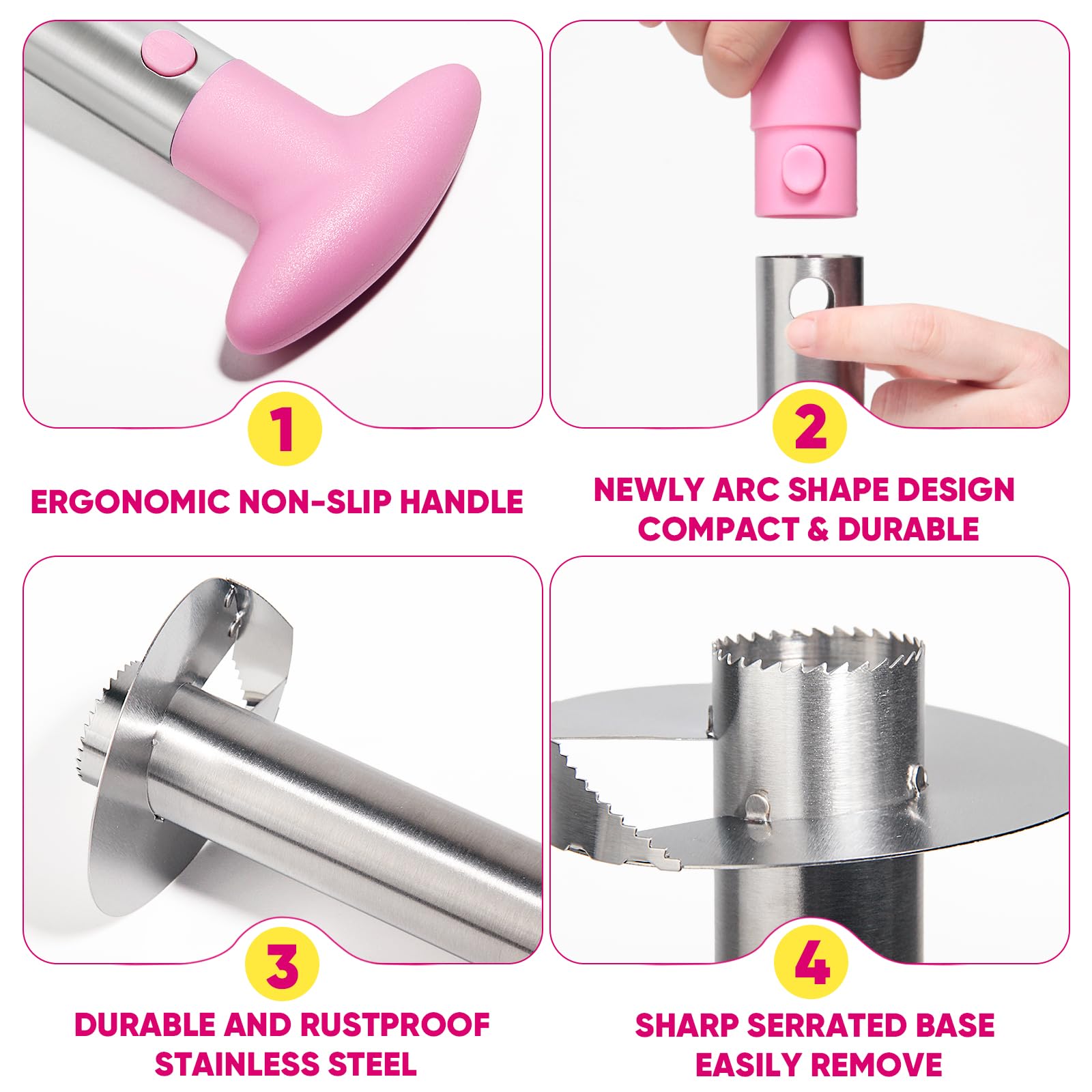 Newness pineapple corer stainless-steel body gleams for durable kitchen tool.