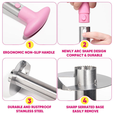 Newness pineapple corer stainless-steel body gleams for durable kitchen tool.
