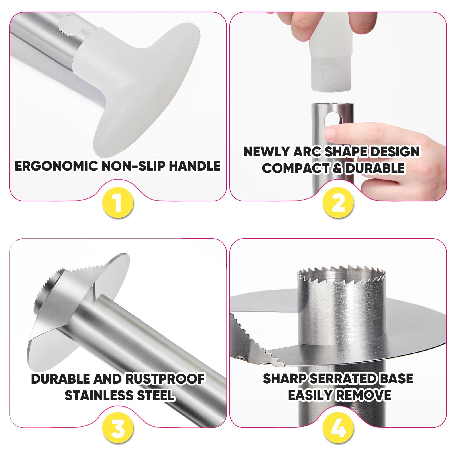 Newness Pineapple Corer with reinforced thick blade for clean cuts