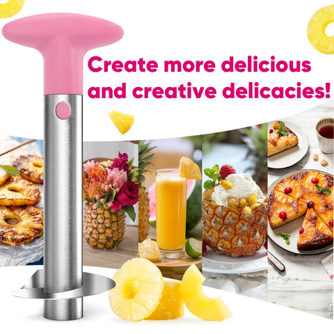 Newness pineapple corer used on whole pineapple for quick cores and rings.
