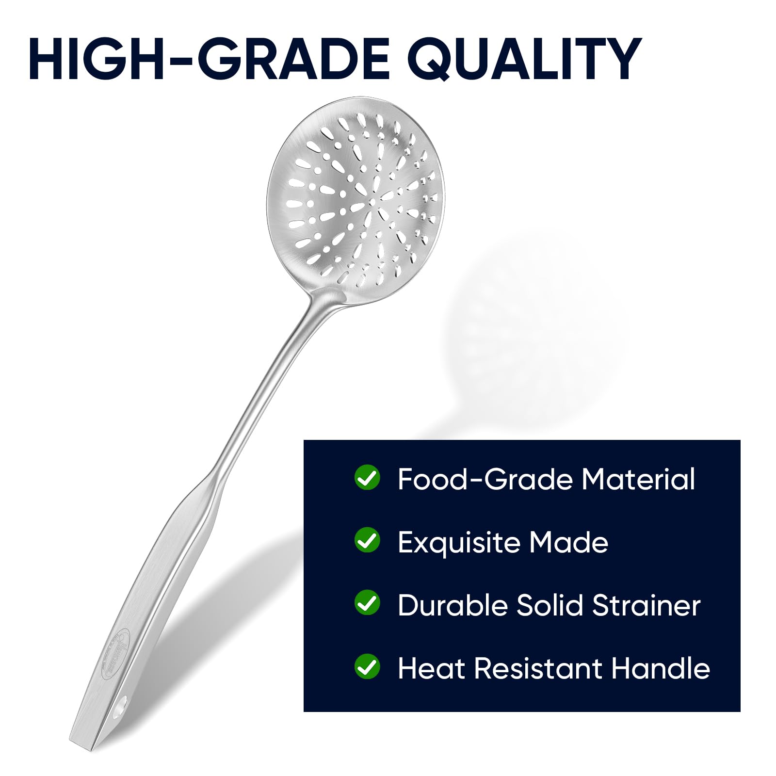 Newness Skimmer Slotted Spoon 11.61 cm bowl diameter for precise scooping.