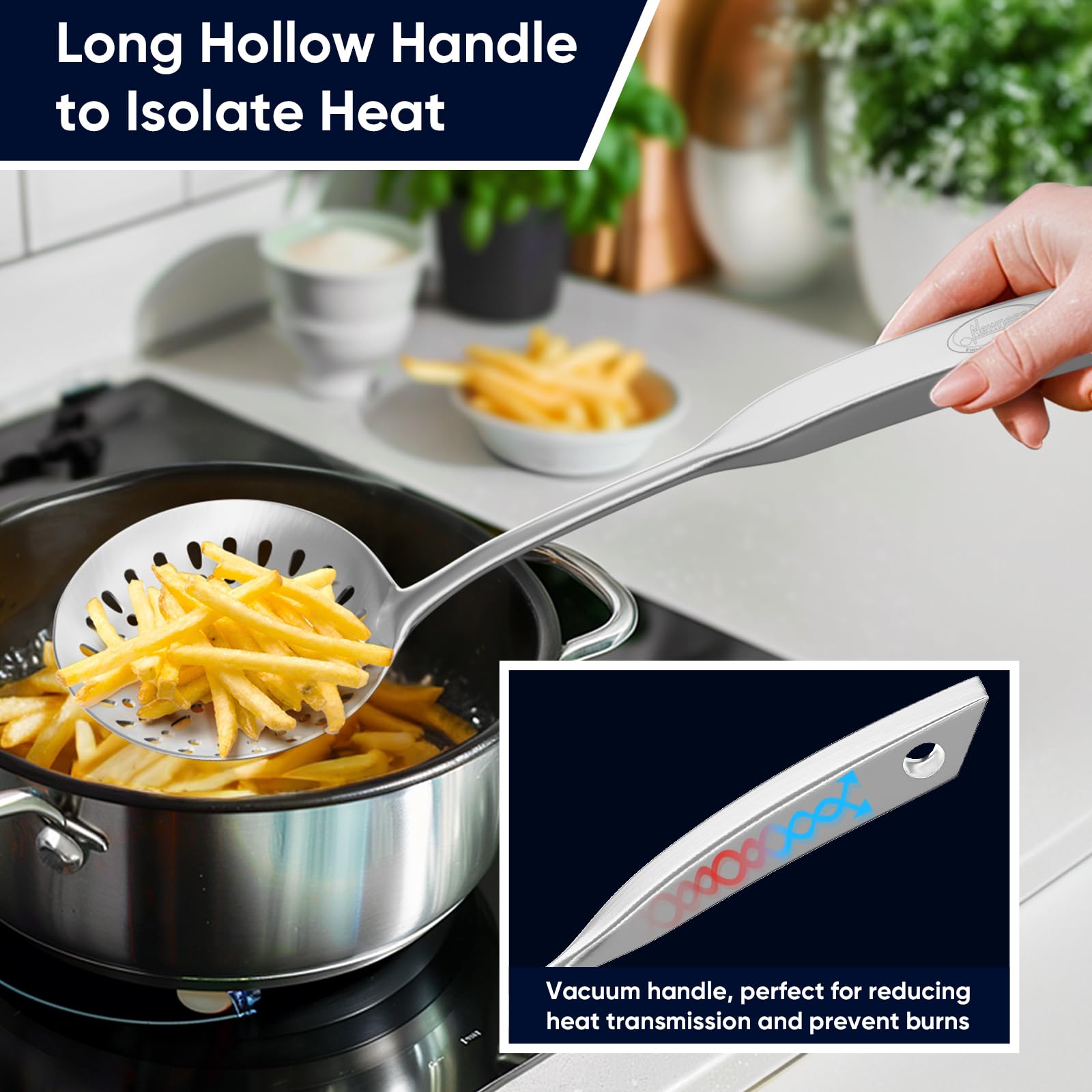 Newness Skimmer Slotted Spoon dishwasher safe for easy cleaning after meals.