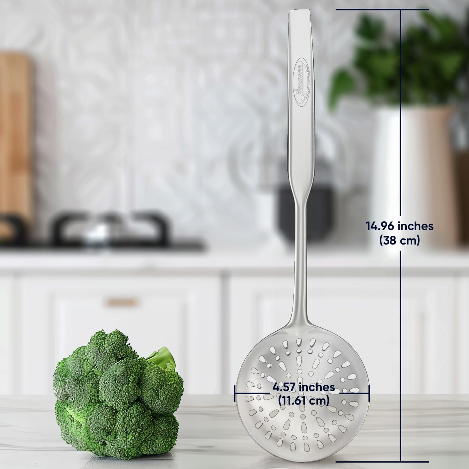 Newness Skimmer Slotted Spoon integral forming for lasting, sturdy construction.