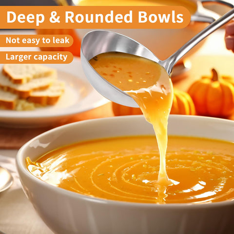 Newness ladle highlighting deep bowl ideal for soups and stews