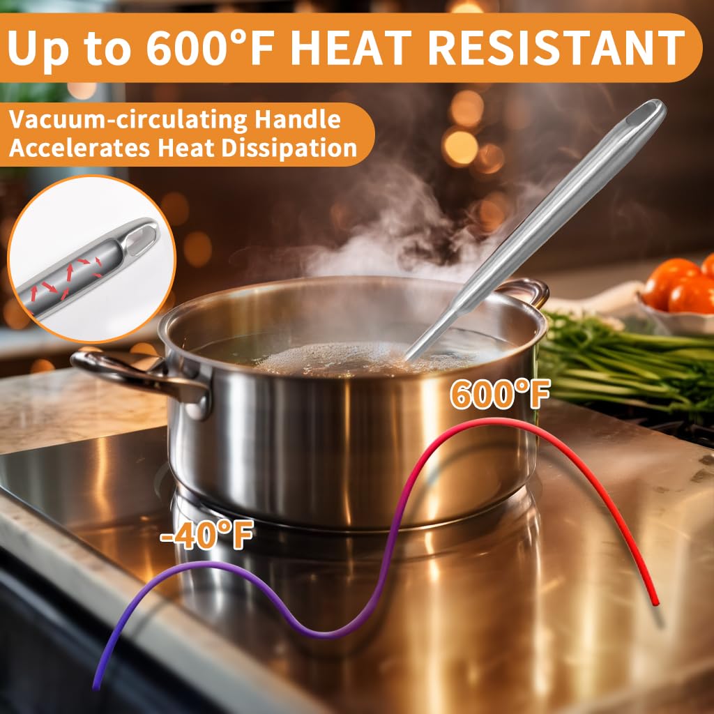 Newness ladle featuring vacuum ergonomic round handle to stay cool