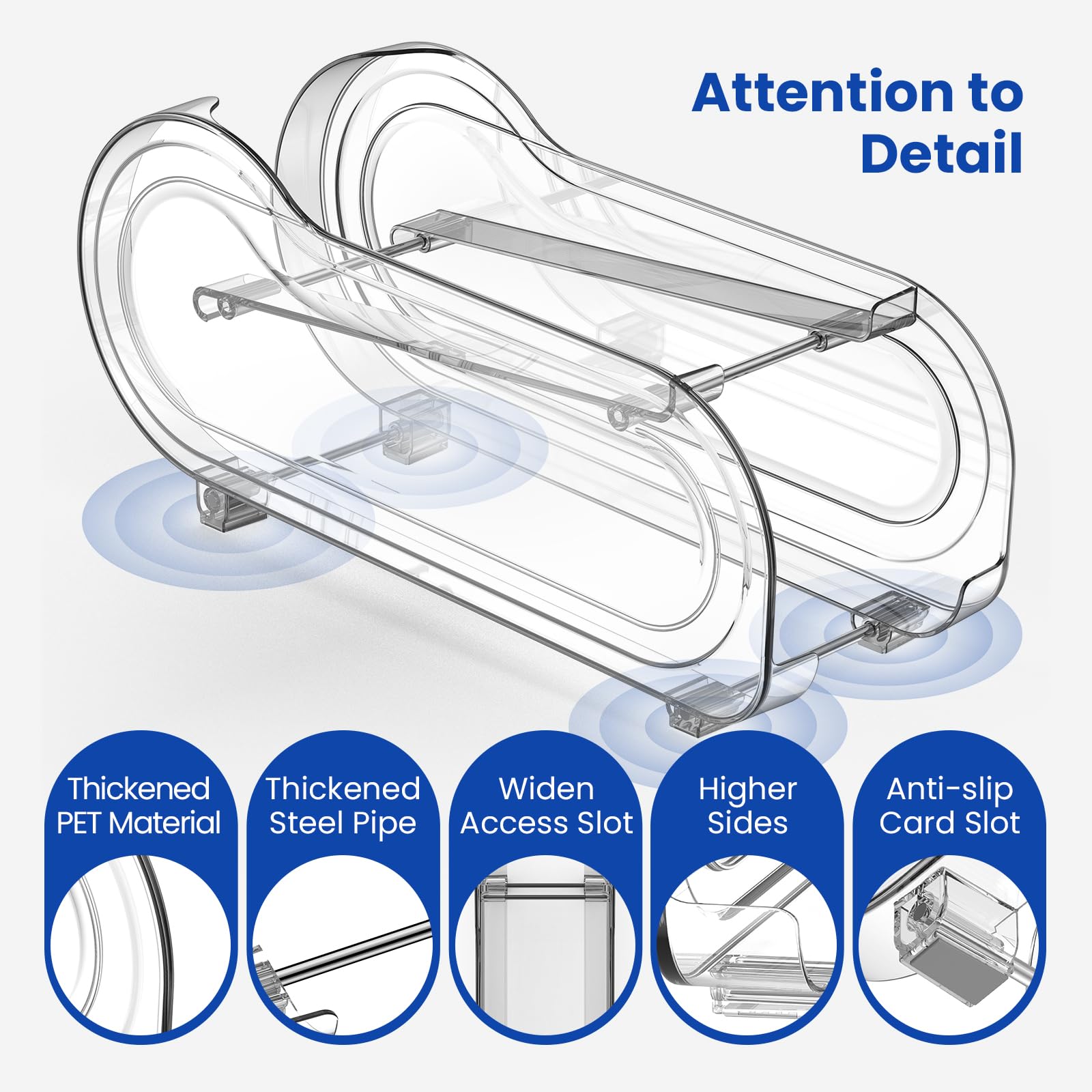 NEWNUBI clear PET body with steel frame shows durable fridge storage.