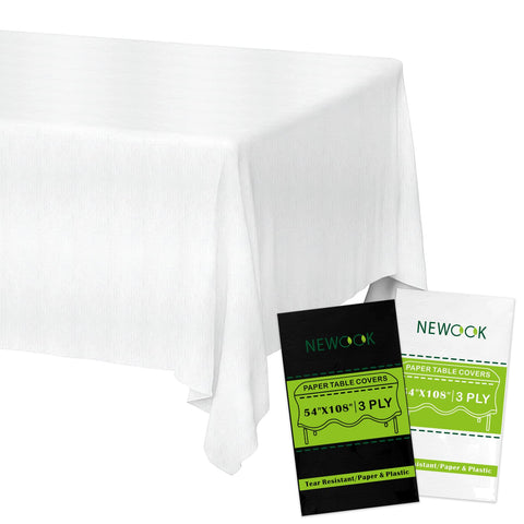 NEWOOK disposable rectangle tablecloth 54 x 108 inches on table for quick cleanup