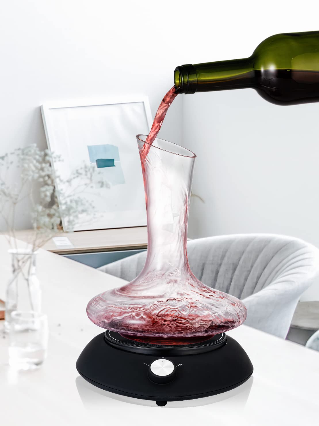 Lead-free crystal decanter offers bright, pristine wine presentation.