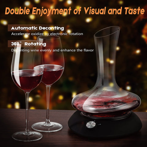 Crystal clear glass wine decanter highlighting lead-free clarity.